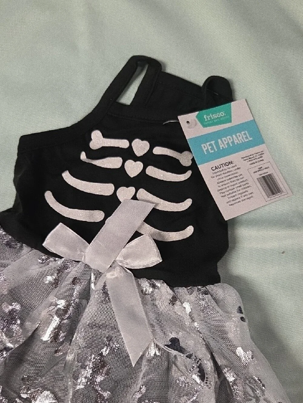 Frisco Black & Silver Skeleton Tutu Dress for Dogs
